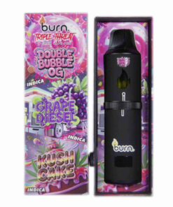 Burn Triple Threat Vape (9g) - Double Bubble OG + Grape Diesel + Kush Cake - Image 1